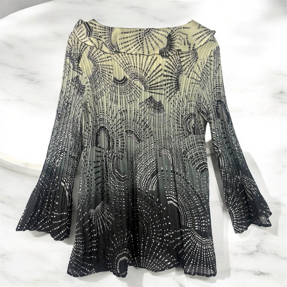 VTG Y2K Sunny Leigh Black & White Long Sleeve Button up Blouse XL Fairy Goth - Picture 7 of 9